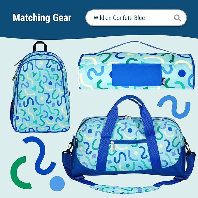 Wildkin Kids Insulated Lunch Box, Keeps Food Hot or Cold, BPA-Free with Mesh Pockets & Easy-Clean Lining – Ideal for School, Travel & Daycare – Confetti Blue