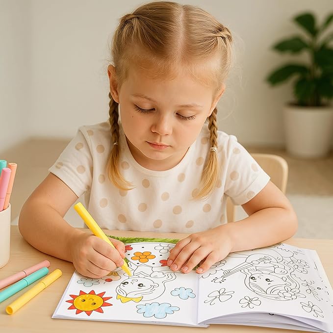 ZICOTO Fun Coloring Books for Kids Set of 3 – Cute Princess, Unicorn & Mermaid Coloring Book for Girls Ages 4–8 – Easy to Color Gift with Magical Themes for Your Creative Little Princess