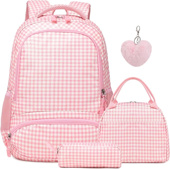 Kimwadalh School Backpack for Girls, Backpack with Lunch Box Pencil Case for Preschool Elementary High School Girls Boys