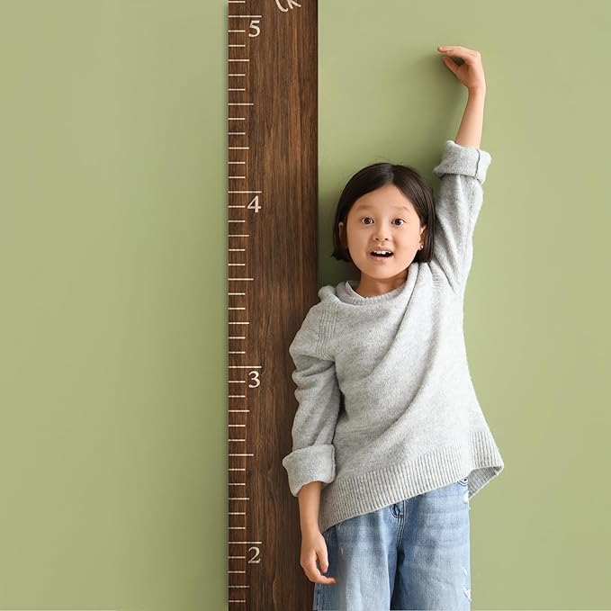 Personalized Kids Growth Chart Wooden Height Ruler for Wall – Custom Name Baby Growth Chart, Nursery Wall Decor, 2-Piece Easy Install, 3 Widths (3.5", 4.5", 5.5"), 10 Colors & Fonts