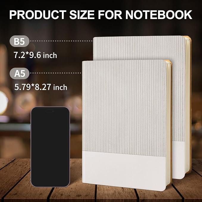 Dotted Journal Notebook Soft Cover PU Leather Journaling Notebooks for Women Men Writing Work Office School 160 Pages 100 GSM Thick Paper A5 Dotted 80 Sheets 5.79"x8.27", Gray