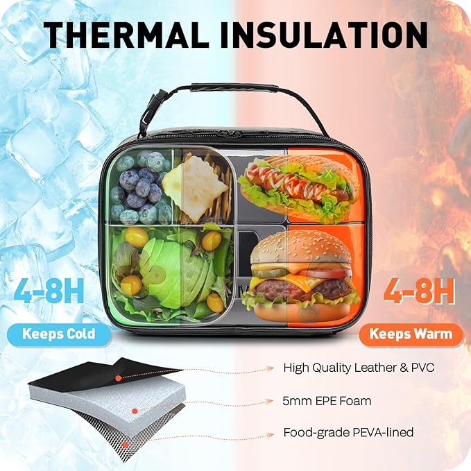 Kids Lunch Box for Boys,Game Console Insulated Lunch Bag for Kids,Leather Lunchbox for Boys,Waterproof Leakproof Portable Fits Most Bento Boxes