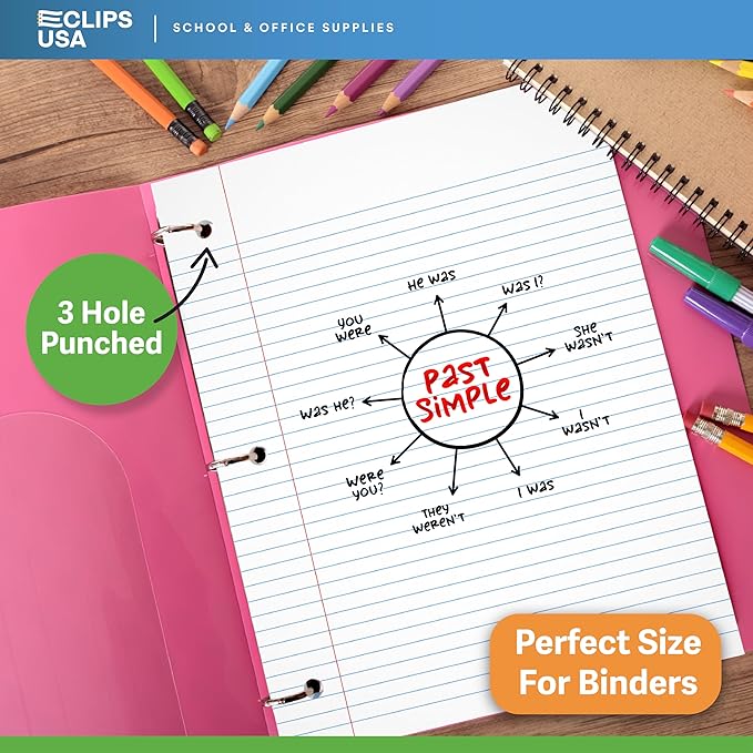 Loose Leaf Paper College Ruled Notebook Paper College Ruled Lined Writing Filler Paper 10.5” x 8” 3600 Sheets 150 Sheets Per Pack 60 gsm (24 Pack)