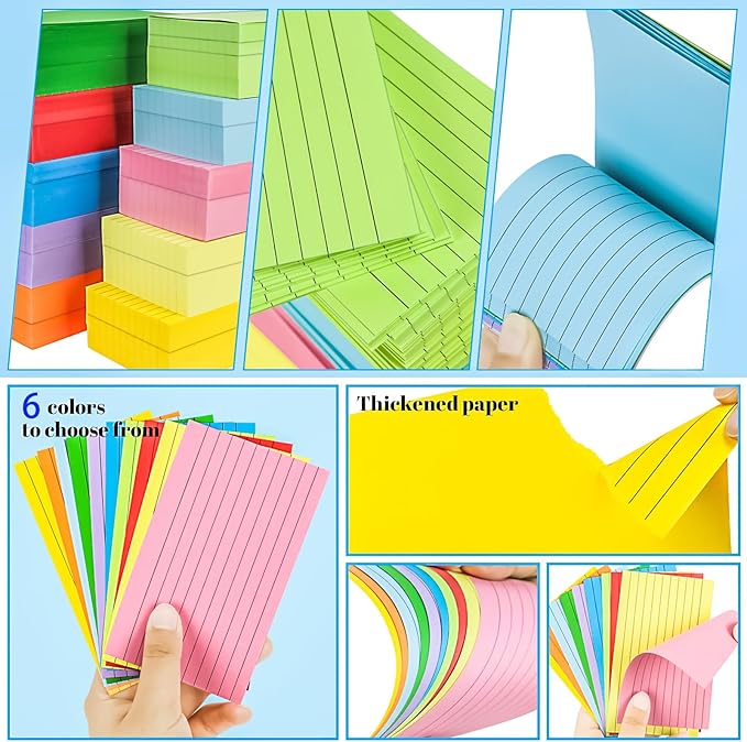 280Pcs Colored Index Cards 3x5 Inch Flash Cards with Lines Note Card Flashcards, Colorful Ruled Card Pad Index Note Books 3 x 5 Notecards for Studying School Supply College Office