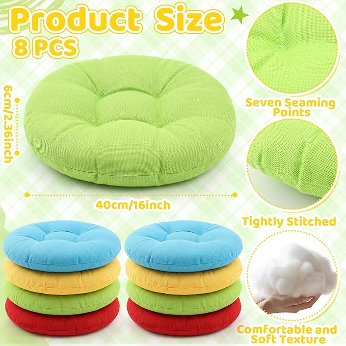 Supervitae 16 Pcs Kids' Lap Desk and Classroom Floor Cushions Set, Including Stackable Lap Tray 19.7 x 14.8 x 7.7'' & Floor Pillow 16'' for Classroom Kindergarten Daycare Nursery (Classic Four Colors)