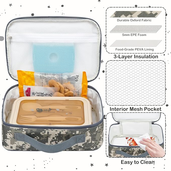 FlowFly Kids Lunch box Insulated Soft Bag Mini Cooler Back to School Thermal Meal Tote Kit for Girls, Boys, Free USA Flag Patch Included
