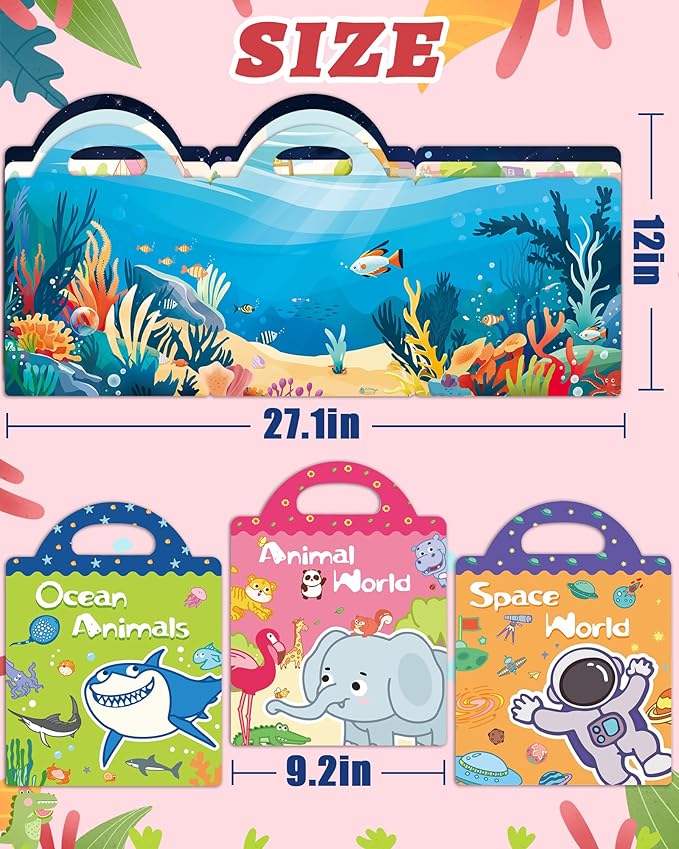 Benresive Reusable Sticker Book for Toddlers & Stickers for Kids, Toddler Travel Toys, Craft Activities, Boys & Girls Birthday Gifts