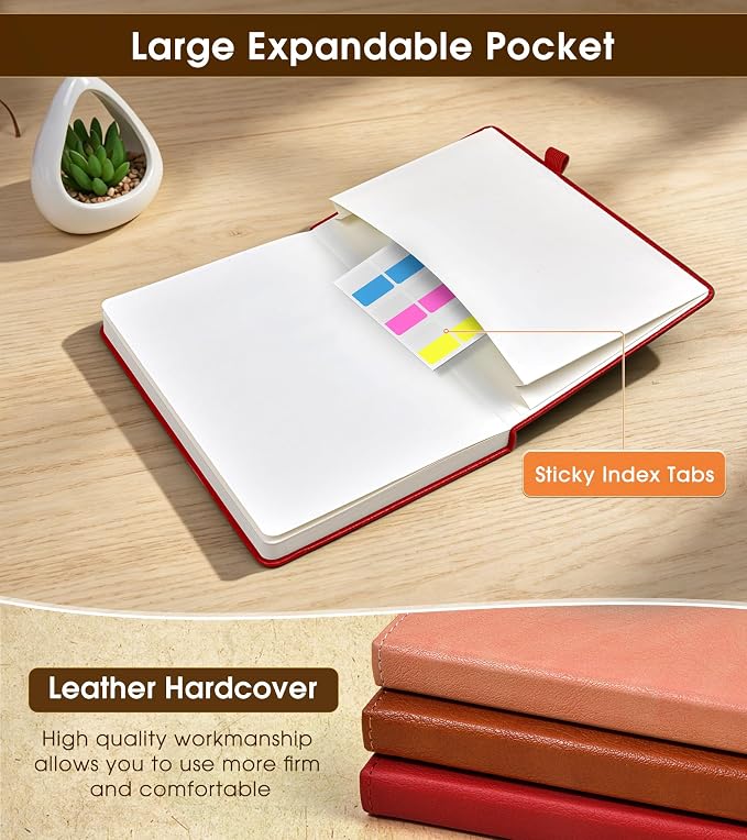 A5 Leather Hardcover Graph Paper Notebook, 160 Pages (5 Squares/Inch), 180° Lay-Flat Binding, 100 GSM Thick Paper, for Math, Engineering, Students & Technical Work (Wine Red)