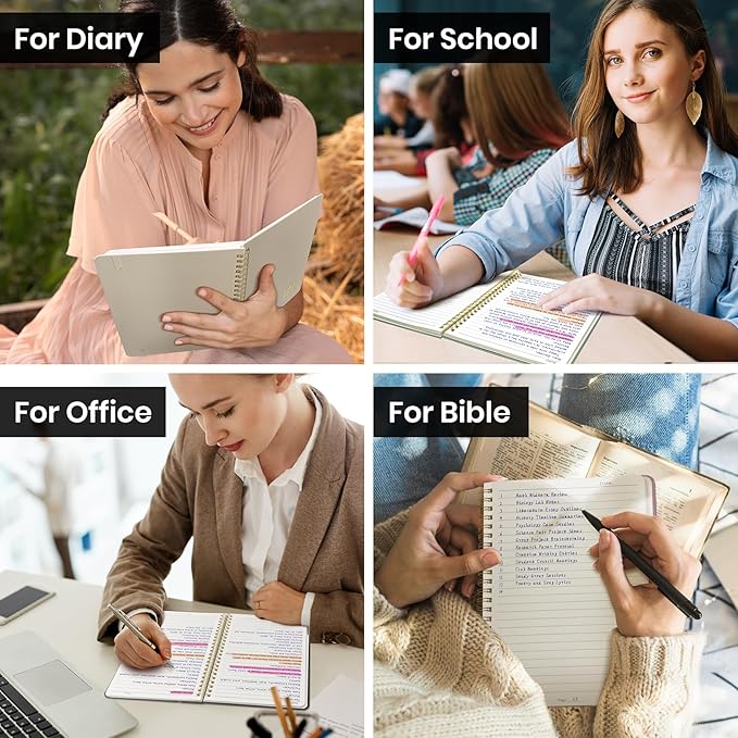 ZOTIA Lined Spiral Journal Notebook for Women, 50 Pack, A5 College Ruled Journals for Writing, Hardcover Notebooks for Work, Note taking and Office School Supplies,140 Pages, 50 Pcs - Black