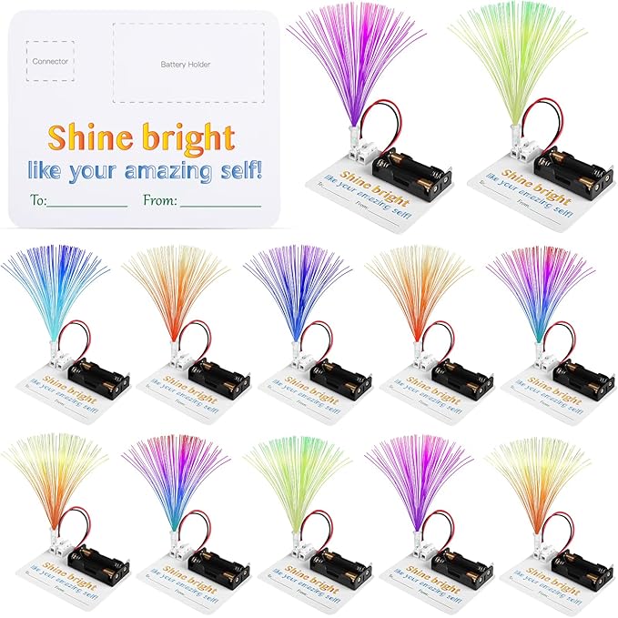12 Bulk STEM Kits for Kids 8-12 Crafts, Science Projects Classroom Activities, Fiber Optic Light Experiments Craft Kit, Simple Electrical Circuits 4th 5th Grade, STEAM Return Gifts 8 9 10 11 Year Old