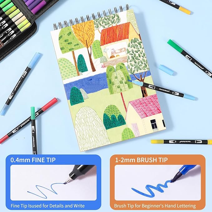 TOSHARE Art Markers Pens Dual Tip Coloring Markers Set with Brush & Fine Nib for Adult Coloring Book Brush Pens Professional Calligraphy & Drawing Art Supplies Kit for Adults (168 Colors)