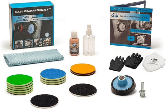 GLASS POLISH DIY Glass Scratch Removal Kit 3” (75mm) - Effective Glass Polishing with Drill or Polisher, Repairs Deep Scratches, Removes Surface Damage and Restores Original Clarity & Shine
