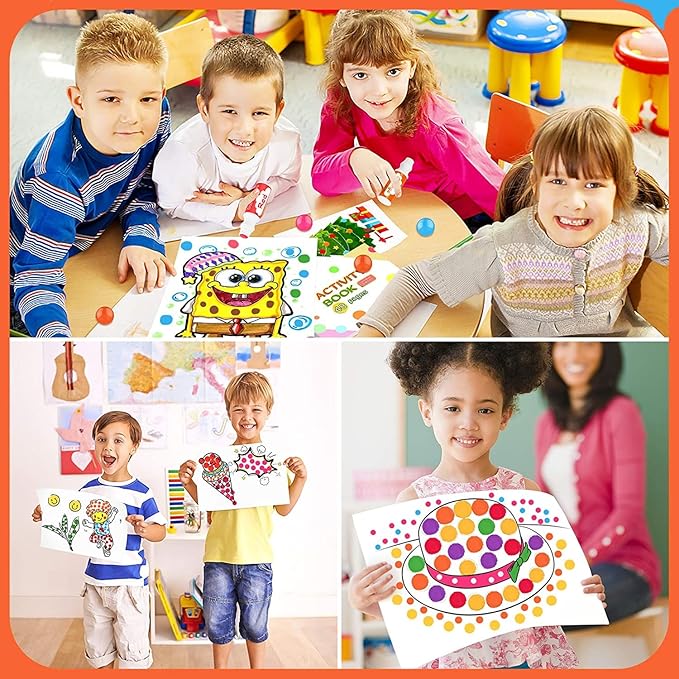 Soucolor 20-Pack 10 Colors Washable Bingo Paint Daubers Markers for Toddlers Kids Preschool, Dot Markers Set with 48 Pages Tearable Activity Book for Toddler Arts and Crafts Kits Supplies