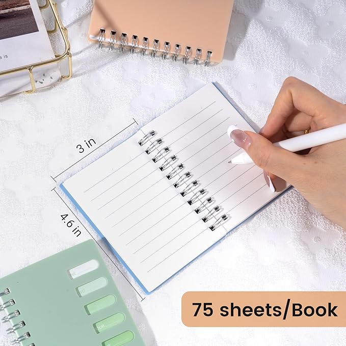 Yoment Pocket Small Notebook 3" x 5", Set of 8 Pocket Spiral Notepads, Mini Notebooks for Work, School, Office, Students and Professionals