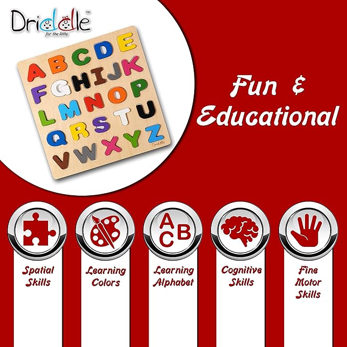 Magnetic Wooden Educational ABC Puzzle - Learn Alphabet & Color Recognition Toy – Toddler Preschool Game – Kids Montessori Education…