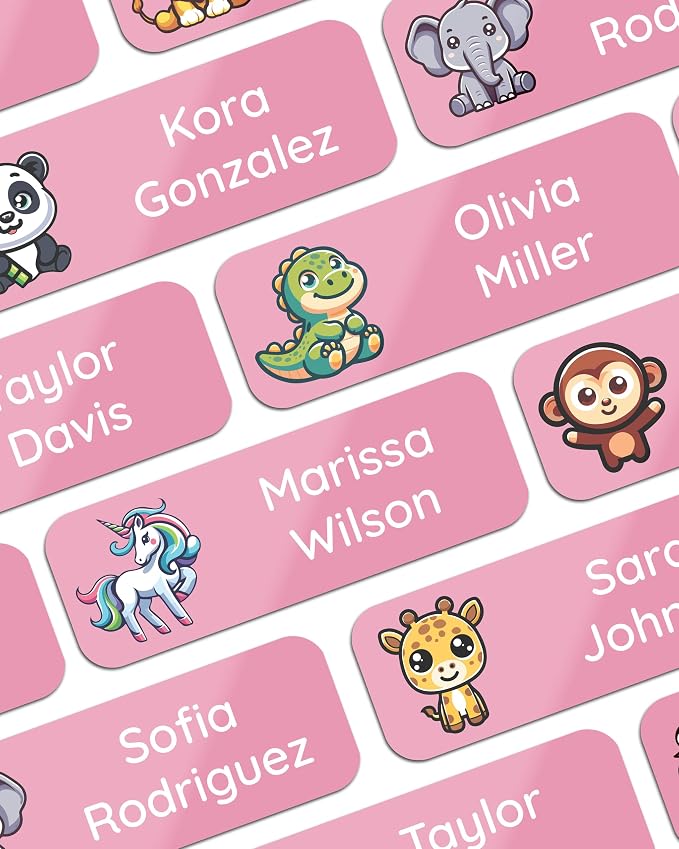 Bunny Badges Custom Daycare Name Labels (120 Labels) - Personalized Clothing Label - Waterproof Name Stickers for Clothing, Bottles, Backpacks, Food Containers and School Supplies