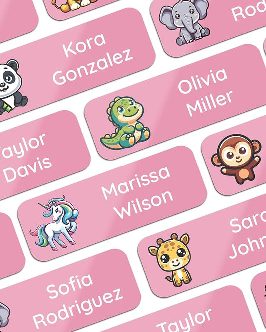 Bunny Badges Custom Daycare Name Labels (120 Labels) - Personalized Clothing Label - Waterproof Name Stickers for Clothing, Bottles, Backpacks, Food Containers and School Supplies