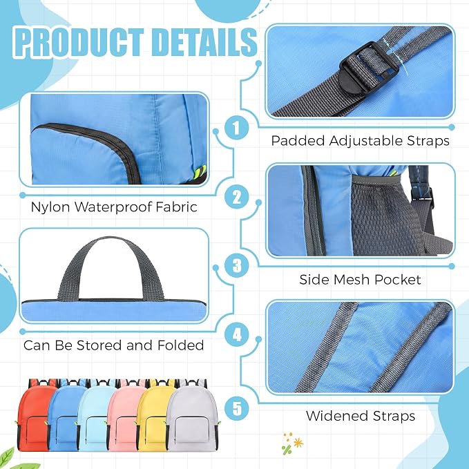 Jexine 10 Pcs Backpacks Bulk 16.5 Inches Lightweight Travel,Sunny Pastel | Basic Book Bags for School Outdoor, Foldable Storage, Ideal Students Adults Commuters, Bulk Backpack Set for Teams