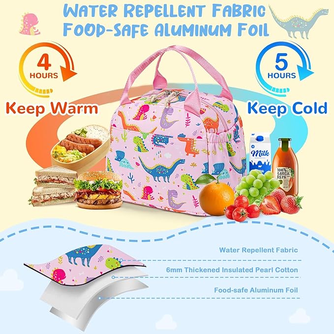 CAMTOP Girls Lunch Box Kids Insulated Lunch Bag Kids Cute Lunchbox for Girls Loncheras Para Niñas