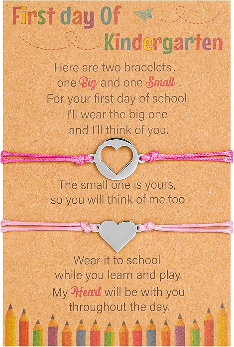 Back to School Supplies, First Day of Kindergarten Bracelet, Back to School Bracelet Mommy and Me, Prek Matching Wish Bracelets Set, Adjustable Bracelet for Boys Girls Gifts Stuff Bulk