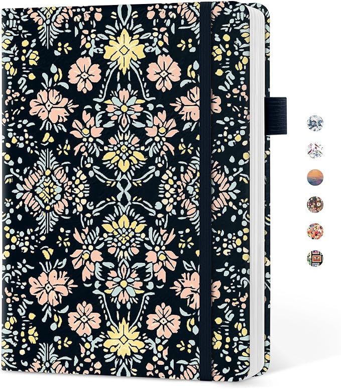 Taja Pretty Lined Journal for Women, Aesthetic Cute Hardcover Leather Journal for Writing, A5 College Ruled Notebook for Work & Note Taking, Perfect for Office School Home, 160 Pages, Ornate Bloom