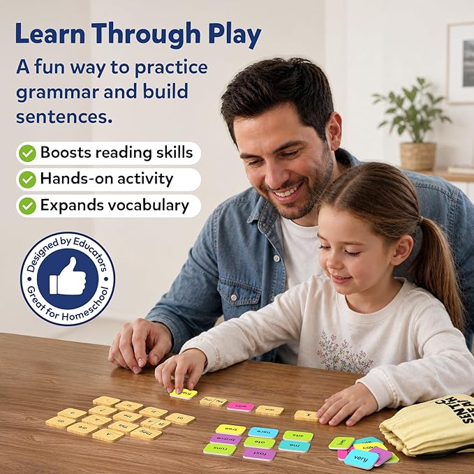 Skillmatics Educational Board Game - Sentence Search, Learning Toy for Kids, Sentence Building Activity, Creative Word Play, Screen-Free Fun, 120+ Tiles (1.3 x 1 Inches), Gifts for Ages 5, 6, 7, 8
