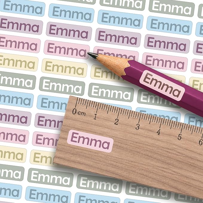 Small Custom Name Labels for Kids (245 Stickers) - Personalized & Waterproof Labels for School Supplies, Daycare, Sleepaway Camp & Clothing Tags - Pastel