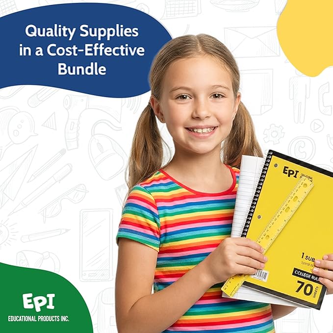 EPI Essentials Bulk School Supplies for Kids – 4th-6th Grade School Supply Packs – Wide-Ruled Bundle with Classroom-Ready Standard List Essentials – 144 Boxes per Pallet