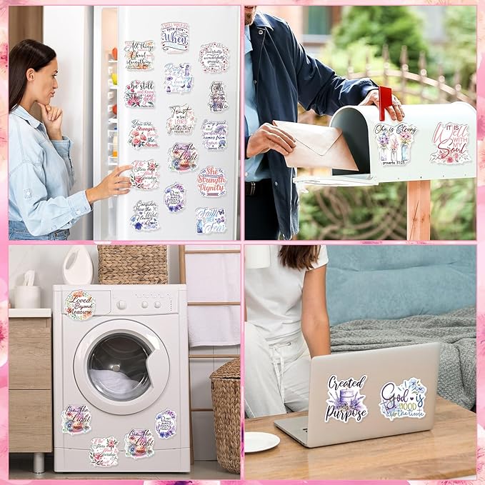 Wxiben Bible Verse Fridge Magnets - 20Pcs Inspirational Christian Refrigerator Magnets Boho Motivational Floral Fridge Magnet Religious Scripture Faith Magnets for Home Office Kitchen Locker Decor
