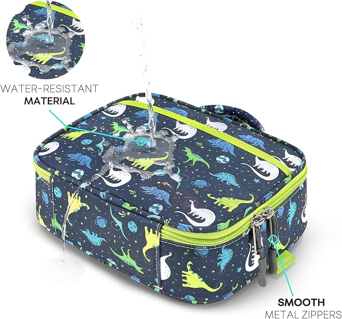 mibasies Kids Lunch Box for Boys Toddler, Insulated and Reusable Lunch Bag for School, Galaxy Dinosaur