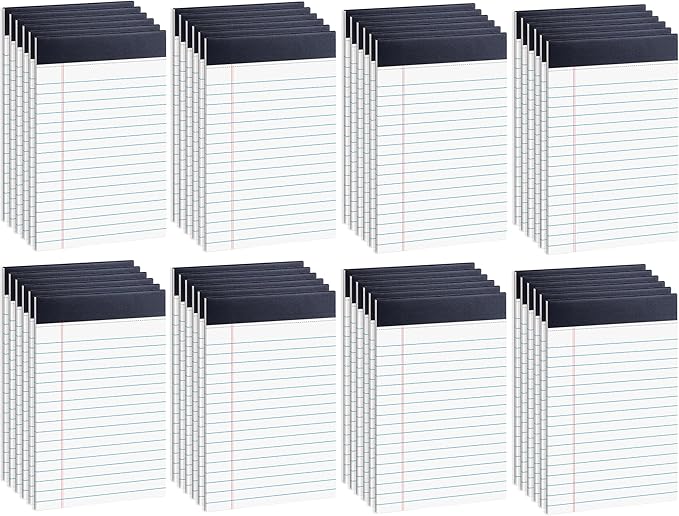 48 Pack Legal Pads Bulk,5 x 8 Inch White Notepad, Note Pads College Ruled Perforated Memo Pad for Work Study Daily Note Taking List, Lined Writing Pads Memo Refills Notepads for Office Home School