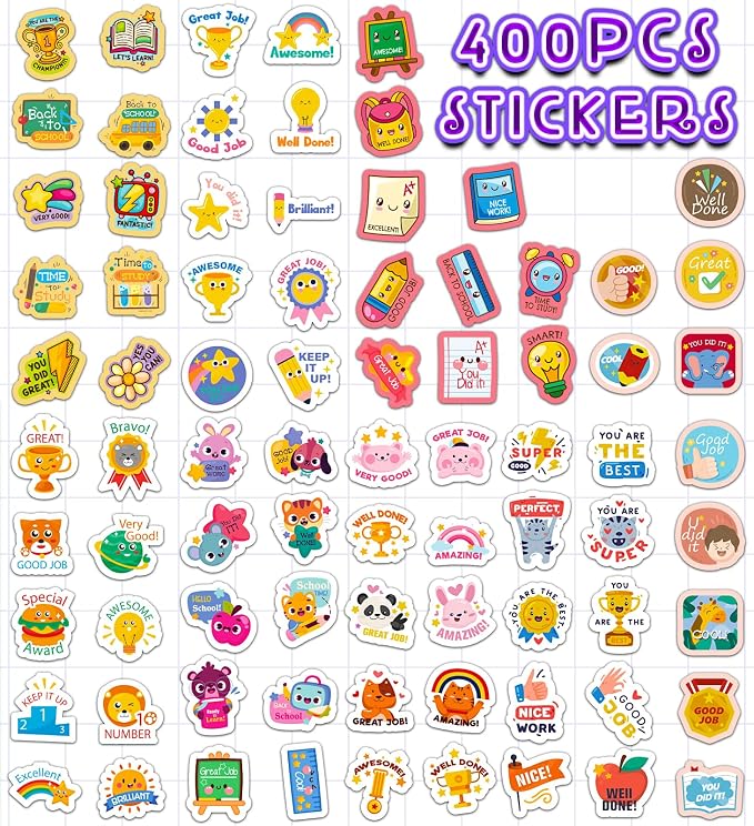 Back to School Supplies,400 Pcs Teacher Motivational Stickers for Kids | Back to School Gifts for Students,Teacher Must Haves Supplies Essentials Games Toys Gifts for First Day of School Classroom