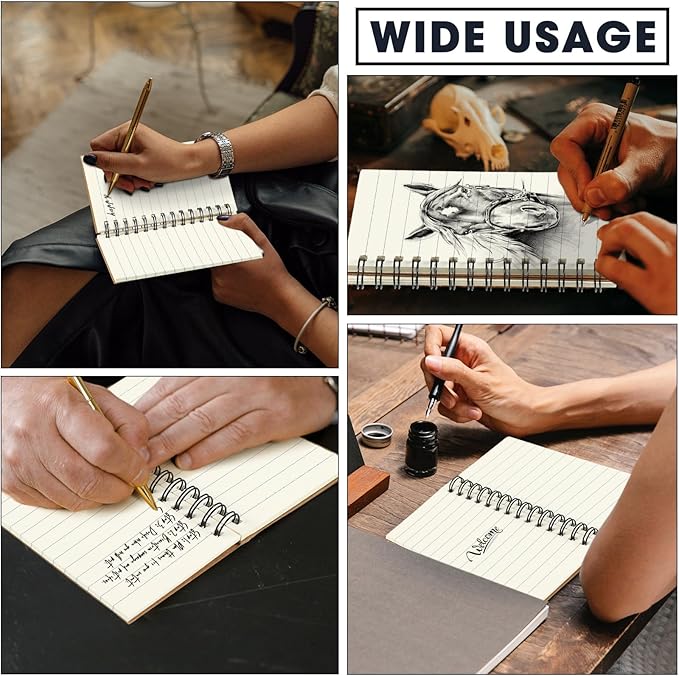 Jutom 150 Pcs Small Spiral Notebooks Memo Pads 3x5 Bulk Small Pocket Notebooks Mini Notepads with Lined Pages Mini Journals for Office School Work Supplies, 120 Pages (Kraft Color)