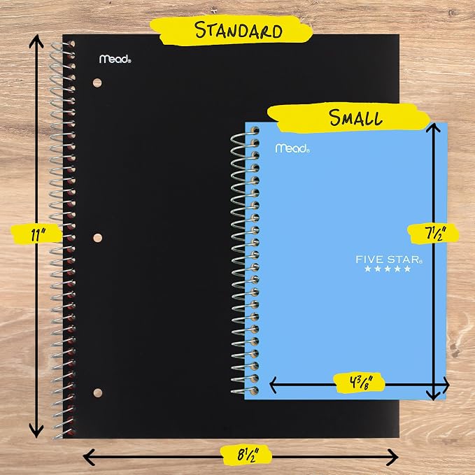 Five Star Spiral Notebook, 1 Subject, College Ruled Paper, 4-3/8" x 7", Small Size, 80 Sheets, Blue (450048CG1)
