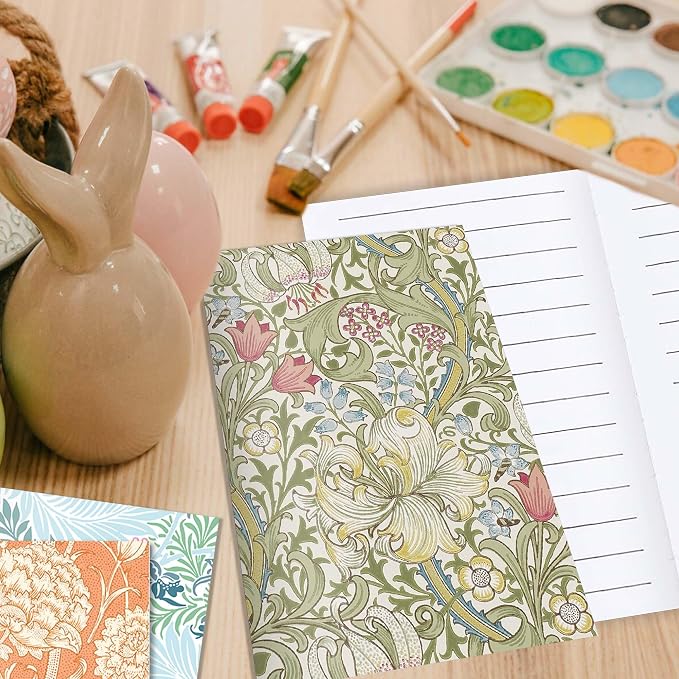 24 Pieces William Morris Floral Notepads Mini Vintage Floral Notebook Small Floral Pocket Journal with Soft Cover, 12 Styles William Morris Mini Notepads for Travel Journaling,Gift Sets & Daily Notes