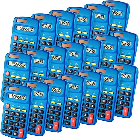 Youyole 20 Pieces Pocket Calculator Bulk Solar for Calculating Basic Mini Dual Power 10 Function Calculator Small for Display Desktop Office, No Battery