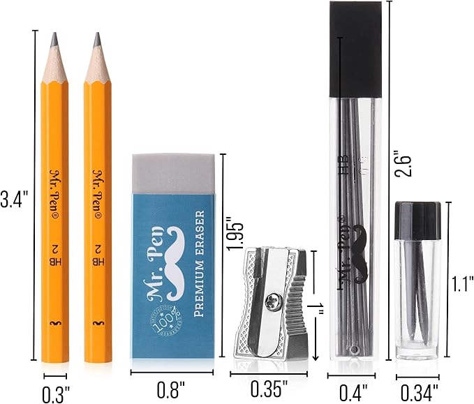 Mr. Pen- Professional Geometry Set, 15 pcs, Geometry Kit for Artists and Students, Geometry Set, Metal Rulers and Compasses, Drawing Tools, Drafting Supplies, Drafting Set, Drafting Tools and Kits