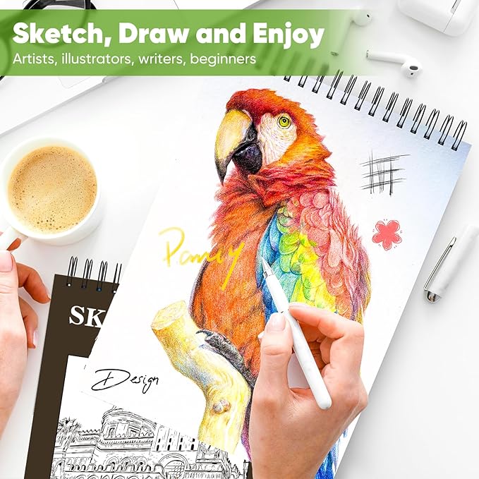Soucolor 11" x 14" Large Sketchbook, 100 Sheets 68lb/100gsm Top Spiral Bound Sketch Book Pad, Acid Free Big Sketch Paper for Drawing, Illustration, Art Class