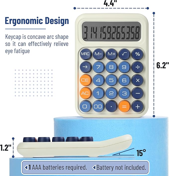 Mr. Pen- Mechanical Switch Calculator, 12 Digit Large LCD Display, Colorful with Big Buttons, Mechanical Switch Calculator for Home, School, Office