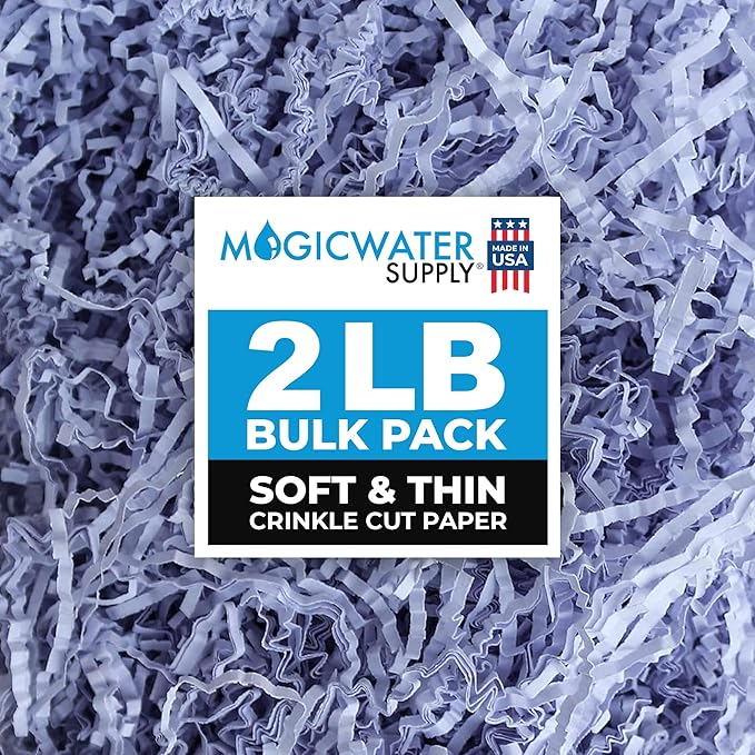 MagicWater Supply Soft & Thin Crinkle Cut Paper - 2 LB - Lavender - Paper Shred Filler for Gift Wrapping, Basket Filling, Birthdays, Weddings, Anniversaries, Valentines Day, and other occasions