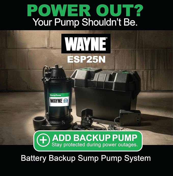 WAYNE CDU980E 3/4 HP Submersible Sump Pump – Cast Iron & Stainless Steel, Vertical Float Switch, 5,490 GPH, 5-Year Warranty