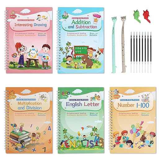 Magical Handwriting Workbooks Handwriting Practice Copybook Aid Magic Pen Reusable Copybook Grooves Template Design for Children Books Suitable for Children's Learning