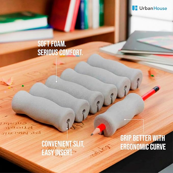 Soft Foam Pencil Grip for Kids and Adults, Open Slip Easy Insert Pen Paint Brush Holder for Right-Handed and Left-Handed Use
