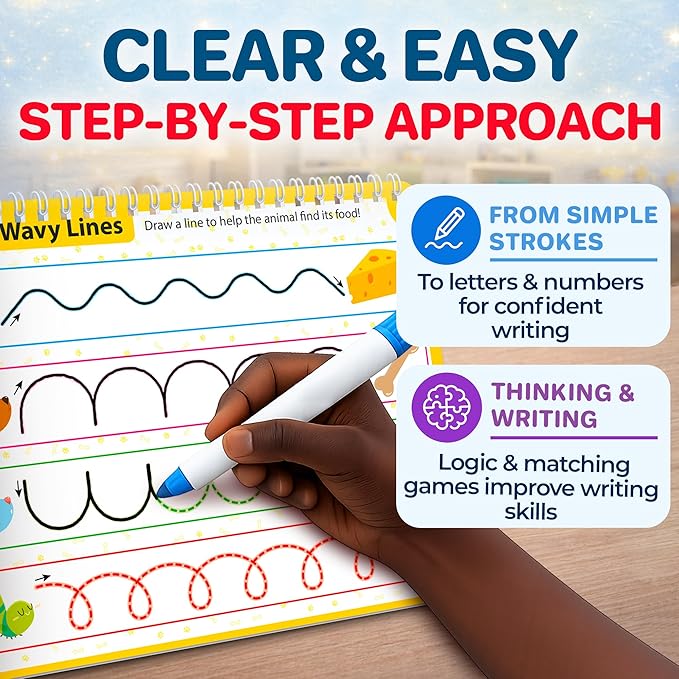 QUOKKA Tracing Books for Kids Ages 3-5 – Reusable Dry Erase Activity Books for Kids Ages 3-5 - Writing Practice Workbook with Markers Quiet Time Travel Learning