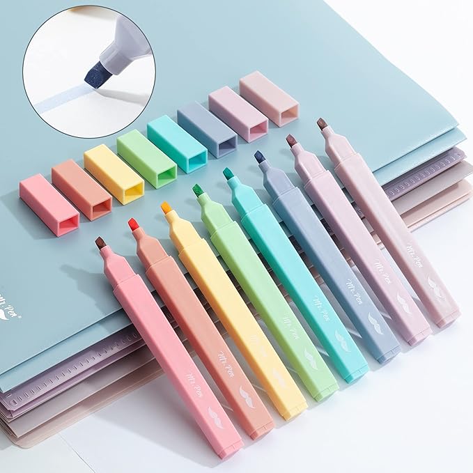Mr. Pen- Aesthetic Highlighters No Bleed, 8 Pack, Candy Colors, Chisel Tip, Cute Highlighters Assorted Colors for Journaling, Highlighting, Underlining, Fast Dry, Back to School Supplies