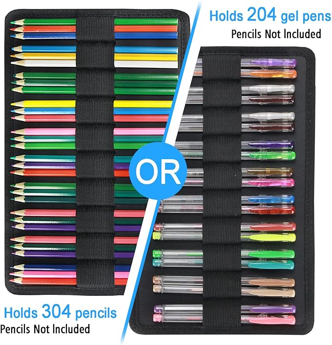 YOUSHARES Big Capacity Colored Pencil Case - 300 Slots large Pen Case Organizer with Multilayer Holder for Prismacolor Colored Pencils & Gel Pen (Black)
