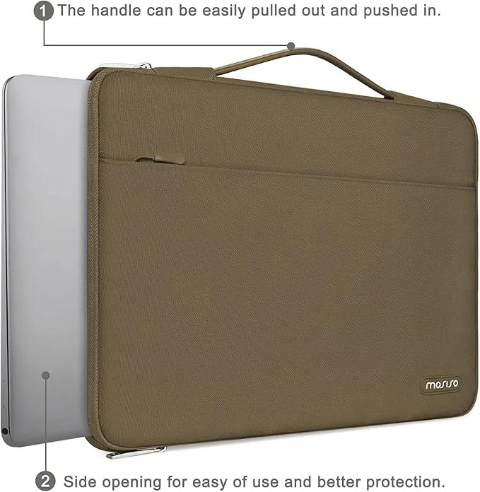 MOSISO 360 Protective Laptop Sleeve Compatible with MacBook Air 15 inch M3 M2 2024 2023/Pro 16 inch 2024-2019 M4 M3 M2 M1, 15-15.6 inch HP, Lenovo, Notebook, Polyester Bag with Belt, Olive Yellow