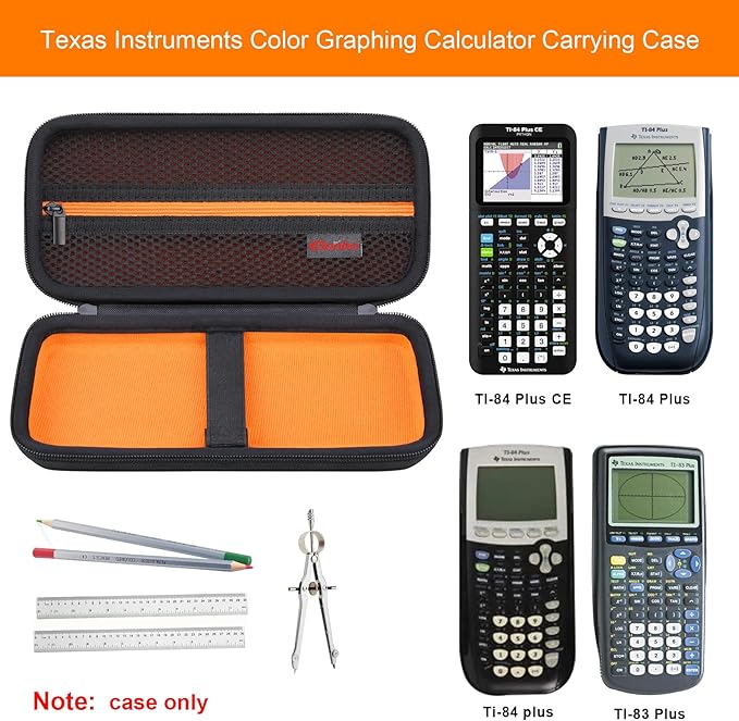 Elonbo Carrying Case for Texas Instruments TI-84 Plus CE/TI-84 Evo/TI-84 Plus/TI-83 Plus/TI-83 Plus CE Color Graphing Calculator, Extra Mesh Pocket Fits Charging Cable Charger Manual, Black