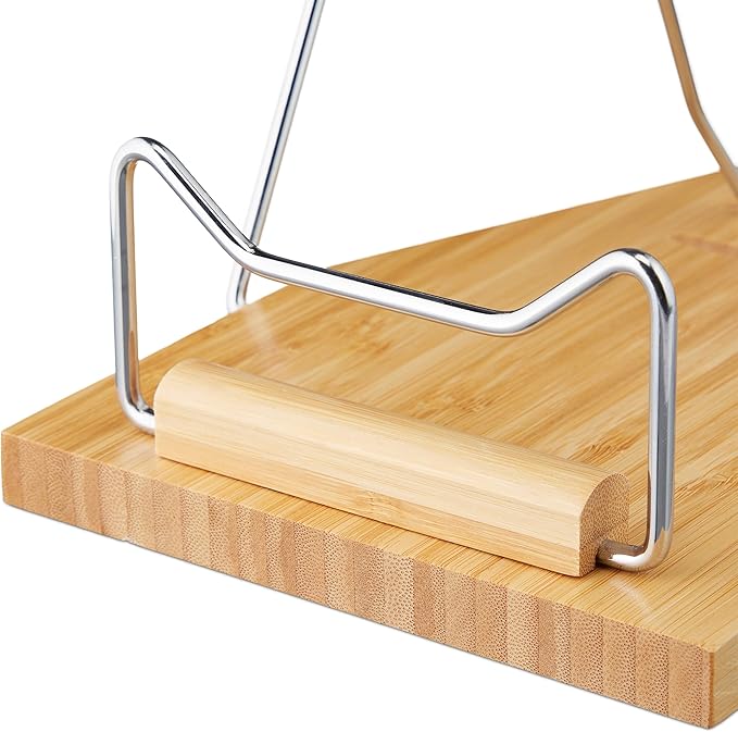 Relaxdays Bamboo Reading Stand, 3 Tilt Angles, Foldable, Book Tray for Notebooks, Books & Tablets, Cookbook Holder, Natural