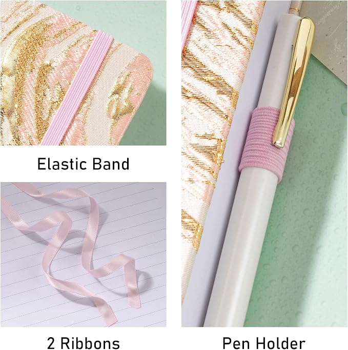 MGGAO Lined Journal Notebook, A5 Fabric Journal for Women Men